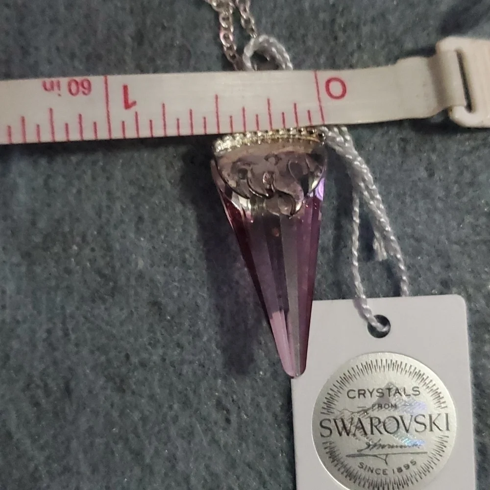 Swarovski Crystal Flame Pendant Sterling Silver 18 Inch - Picture 9 of 11